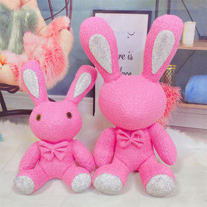 Conejo de Peluche con Incrustaciones de Diamantes, Adorno Grande, Conejo de Peluche para Decoración del Hogar, Artesanía Hecha a Mano - Product Image 4