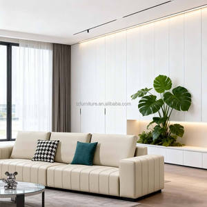 Piano <b>Key</b> Style <b>Square</b> Genuine Leather Sectional Sofa Set for Villa Living Room Three-seater Customizable in Color and Size - Product Image 5