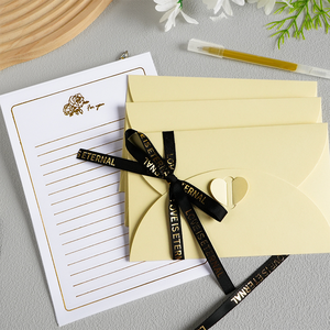 Sobre Negro con Rosa Dorada para el Día de San Valentín, Juego de Cartas de Amor Personalizadas para Novia, Papel de Escritura de Lujo para Declaraciones de Amor - Product Image 2