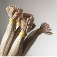 Extensions de cheveux 100% naturels, Double épaisseur, 12a, 100 grammes, vierges, blondes 613, kératine, pré-collées, pointes plates et fines