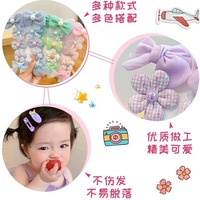 Kustom 10 buah/tas anak warna-warni kain jepit rambut Super lucu busur bunga dekorasi rambut paduan manis kartun jepit rambut untuk anak perempuan