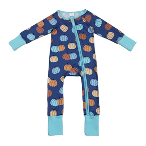 เสื้อถักแขนยาวมีซิปสำหรับทั้งชายและหญิงลายฟักทองสีฟ้าฤดูใบไม้ผลิ - Product Image 1