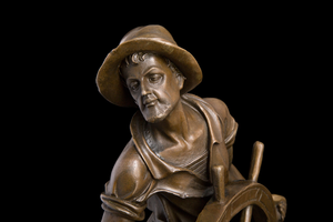 Statue de Capitaine Nautique Classique en Bronze DS-169, Sculpture de Timonier en Cuivre, Figurine de Capitaine Nautique Célèbre, Art <span class=keywords><strong>Antique</strong></span> Fait Main, <span class=keywords><strong>Statuette</strong></span> - Product Image 4