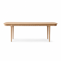Table à manger cannelée rectangulaire en bois avec coins arrondis, pieds coniques, style moderne minimaliste, 8 places pour salle à manger