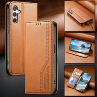 Casing HP Kulit PU Warna Solid Model Flip dengan Slot Kartu, Penyangga, dan Anti Benturan untuk Samsung S25 S26ultra A56 A17 A06