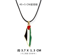 Vente directe d'usine argent or polonais multi-forme en acier inoxydable carte de la Palestine collier fin pour fille