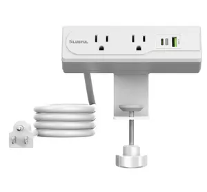 Office/Home Use US Standard Edge-mount 3 Power Receptacles USB-A+C Ports Easy Installation Power Strip