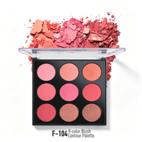 Palette de fard à joues et de contour 9 couleurs OEM, logo personnalisé, fard à joues et poudre de contour longue tenue, cosmétiques