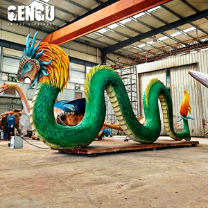 Statue Animatronique Personnalisée de Quetzalcoatl, Dieu <span class=keywords><strong>Serpent</strong></span> Plumeux, Figurine Mythologique, Modèle Réaliste Grandeur Nature d'Antiquité - Product Image 1