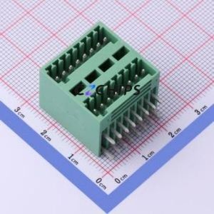 DB2ERH-2.5-2*8P-GN Plug-in Terminal Block Bent Lead Through Hole,P=2.5mm Board-to-Board / Socket - Closed 2x8P 2.5mm Green - Product Image 1