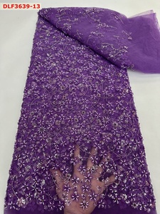 Nhà Máy Bán Buôn New Nặng Hạt Thêu Vải Với Sequins Ngọc Trai Vải Tuyn Lưới Vải Cho Làm Váy Cưới - Product Image 3