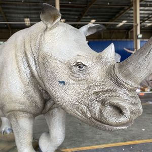Modèle d'animal animatronique de rhinocéros blanc pour la décoration de parc de vulgarisation scientifique de la connaissance naturelle, 1 paire - Product Image 4