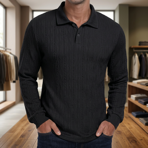 Camisa de Golf de Manga Larga para Hombre, Tejido Sólido, Tecnología MSF, Protección Solar, 100% Poliéster, 180g, Talla Extra Grande - Product Image 3