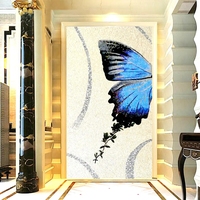 Mosaïque murale en céramique bleue sur mesure, motif paon moderne, carreaux de parquet, 4 mm, pour murs intérieurs d'hôtel, certifiée CE