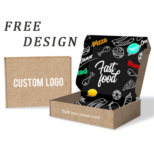 Custom Logo Food Grade Kraft Packing Rigid Cardboard Corrugated Board Mailer Shipping Box Packaging Paper Boxes for Food