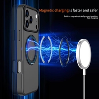 Nouvelle conception d'étui de téléphone magnétique avec sensation de peau naturelle pour 17 Pro avec support rotatif à 360 degrés, charge sans fil, protection antichoc