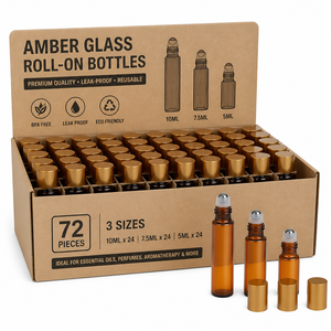 Botellas de Vidrio con Rodillo de Ámbar, Bolas de Cristal de Gemas, Cuarzo Rosa, Amatista, Botellas de Vidrio para Envasado de Productos de Bienestar y Curación, Proveedor - Product Image 5