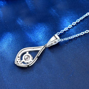 SD moda boda joyería brillante Moissnaite 925 plata esterlina lágrima colgante collar 1ct VVS Moissanite mujeres collar - Product Image 4