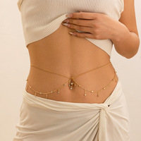 Chaîne de corps ajustable style plage américaine sexy avec perles, pampilles et strass, chaîne de taille en zircon pour femme, à superposer
