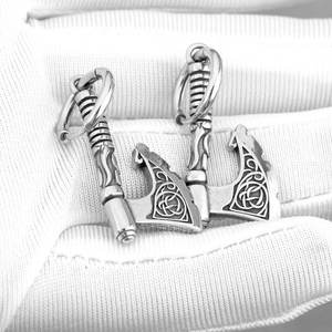 Boucles d'oreilles pendantes personnalisées en acier inoxydable 316L, style occidental, imperméables, élégantes, motif hache viking, pour hommes - Product Image 3