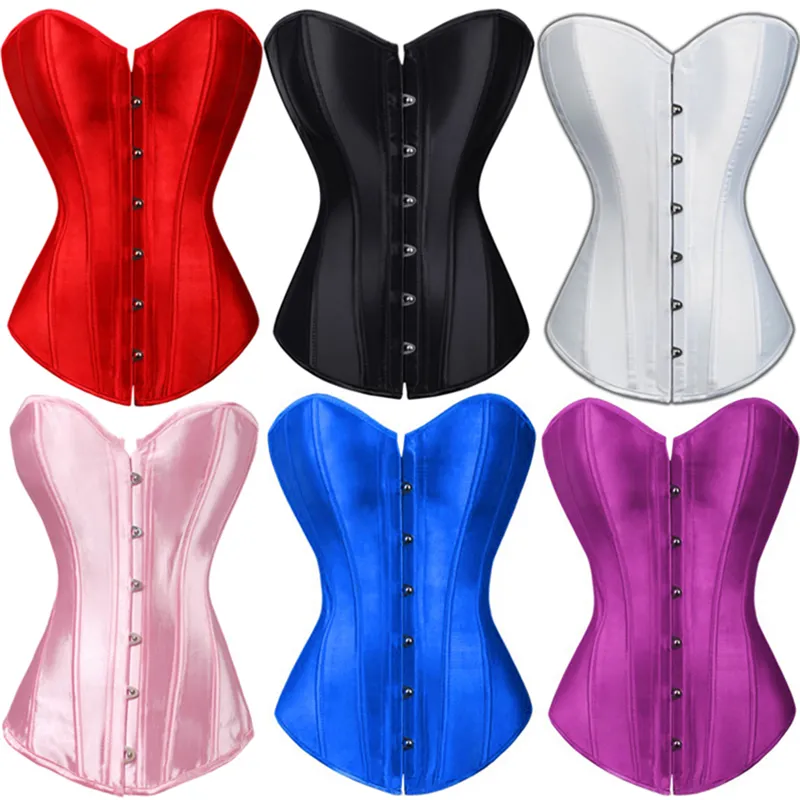 New Women Satin Sexy Bustier Lace up Boned Top Corset coldker