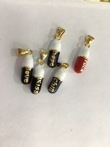 Collar con abalorio de letras chapado en oro para manualidades, colgante con forma de cápsula de <span class=keywords><strong>pastilla</strong></span>, esmalte por goteo de aceite, para montar - Product Image 6