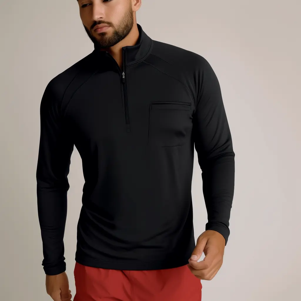 Jersey de Golf con cremallera de cuarto de alto rendimiento para hombre, sudadera ajustada de manga larga con cremallera 1/4 para hombre, camisas de pesca de estilo deportivo