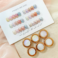 Ensemble de paillettes opales pour ongles effet caméléon, effet miroir magique, Aurora 2 en 1, couche de finition gelée, poudre chromée