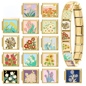 สร้อยข้อมือรูปดอกไม้ชุบทองสแตนเลสแบบโมดูลาร์ DIY สุดฮิต สไตล์วินเทจเรโทรสุดหรู - Product Image 4