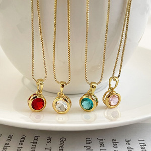 Collar de piedra natal de circón de 7MM de piedra única de diferentes colores a la moda para mujer - Product Image 3