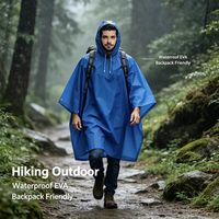 Poncho de pluie unisexe de qualité supérieure, capuche réglable avec cordon de serrage, boutons-pression, coupe-vent, EVA, noir, bleu royal