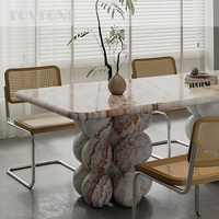 Table à manger rectangulaire en onyx arc-en-ciel naturel de qualité supérieure Tostone, surface en pierre finie à la main pour la décoration intérieure de villa