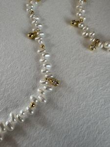 Freshwater Baroque <b>Pearl</b> Beaded <b>Necklace</b> Gold Plated Stainless Steel Choker for Wedding Party Women - Product Image 2