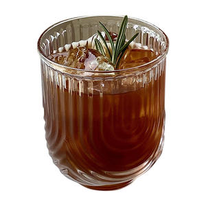 Ensemble de verres à boire en verre côtelé esthétique style origami, verre à café glacé vintage en forme de U, verre highball moderne pour latte et thé, 400 ml - Product Image 5