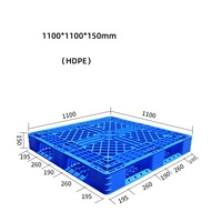 Palette en plastique industrielle de transport logistique à double face antidérapante en HDPE bleu à haute résistance, 1200x1000mm