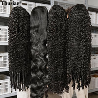 Perruques Jerry Curly en cheveux humains, Lace Front transparente, pour cheveux vietnamiens bruts, ondulations Water Wave, pour femmes noires
