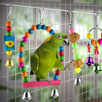 Lot de 6 jouets colorés pour oiseaux : balançoire, jouet à mâcher, échelle d'escalade, hamac, jouets pour perroquets avec clochettes