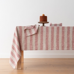 Tovaglie Rettangolari in <span class=keywords><strong>Lino</strong></span> con Strisce Bianche e Rosse per Eventi, <span class=keywords><strong>Tovaglia</strong></span> in <span class=keywords><strong>Lino</strong></span> per Matrimoni, Nuovo Design Professionale - Product Image 1