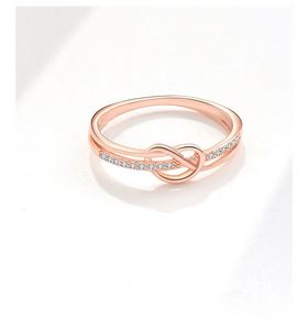 Anillo de eternidad único de doble capa con nudo para mujer, chapado en platino, para el dedo índice, con circonita, joyería de piedra de nacimiento de julio - Product Image 6