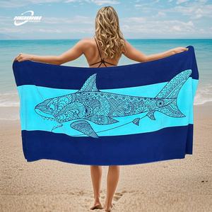 Microfibra personalizada de gran tamaño azul sin arena viaje piscina Yoga gimnasio toallas tortuga rayas Toalla de playa para adultos y niños - Product Image 1