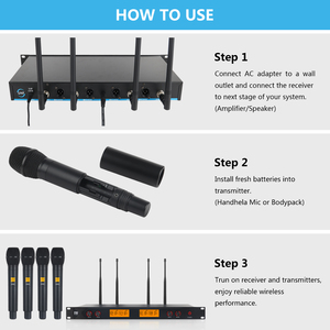 Hệ thống micro không dây đa dạng chuyên nghiệp XTUGA A400 4 trong 1 UHF Microfono 4 kênh dành cho DJ - Product Image 3