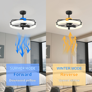 23 Inch Black Open Frame Ceiling <b>Fan</b> with Light Modern LED <b>Fan</b> Fixture for Small Bedroom Apartment - Product Image 5