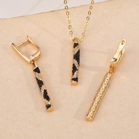 Collier de boucles d'oreilles européennes américaines en cuivre zircon à longue ligne en or 18 carats, ensemble de mariée classique exquis pour femmes pour anniversaire