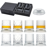 Ensemble de verres à whisky rotatifs à 360 degrés, style vintage, gobelets à base rotative, coffret cadeau