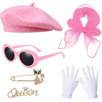 Meilleures ventes : Kit béret français multicolore, lunettes de soleil ovales, écharpe en mousseline, gants blancs, broche pour femme, style rétro parisien, fête, cosplay