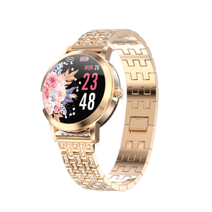 <span class=keywords><strong>Montre</strong></span> connectée en acier inoxydable avec logo personnalisé OEM LW07, <span class=keywords><strong>montre</strong></span> de sport pour femmes, étanche, dorée, TFT, assistant vocal AI, suivi d'activité - Product Image 1