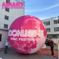 Ballon gonflable rose en forme de lune pour festival de musique romantique, grand ballon publicitaire géant en forme de lune