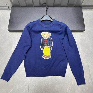 Женский свитер на раннюю осень 2025 года, вязаный, с длинным рукавом, круглым вырезом, универсальный, свободного кроя, в корейском стиле, с мультяшным принтом спереди - Product Image 3