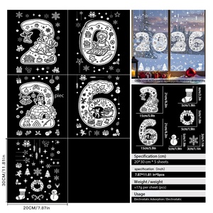 Adesivi Statici per Finestre Natalizi 2026 2027, Fiocchi di Neve, Renne, Decorazioni Invernali per Vetri, <span class=keywords><strong>Capodanno</strong></span>, Vendita all'Ingrosso - Product Image 6