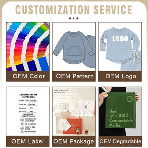 Ensemble bébé en fibre de bambou à manches longues avec haut à poche <span class=keywords><strong>kangourou</strong></span>, col mignon, printemps, unisexe, 2 pièces, doux, antibactérien, personnalisable - Product Image 4